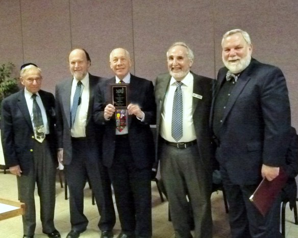 Charlie Niederman (Past President of MRJ-West), Scott Yollis (2014 MOY), Bob Levine (2015 MOY), Steve Zonis (2014 MOY), Mark Singer (Past President of MRJ-West)